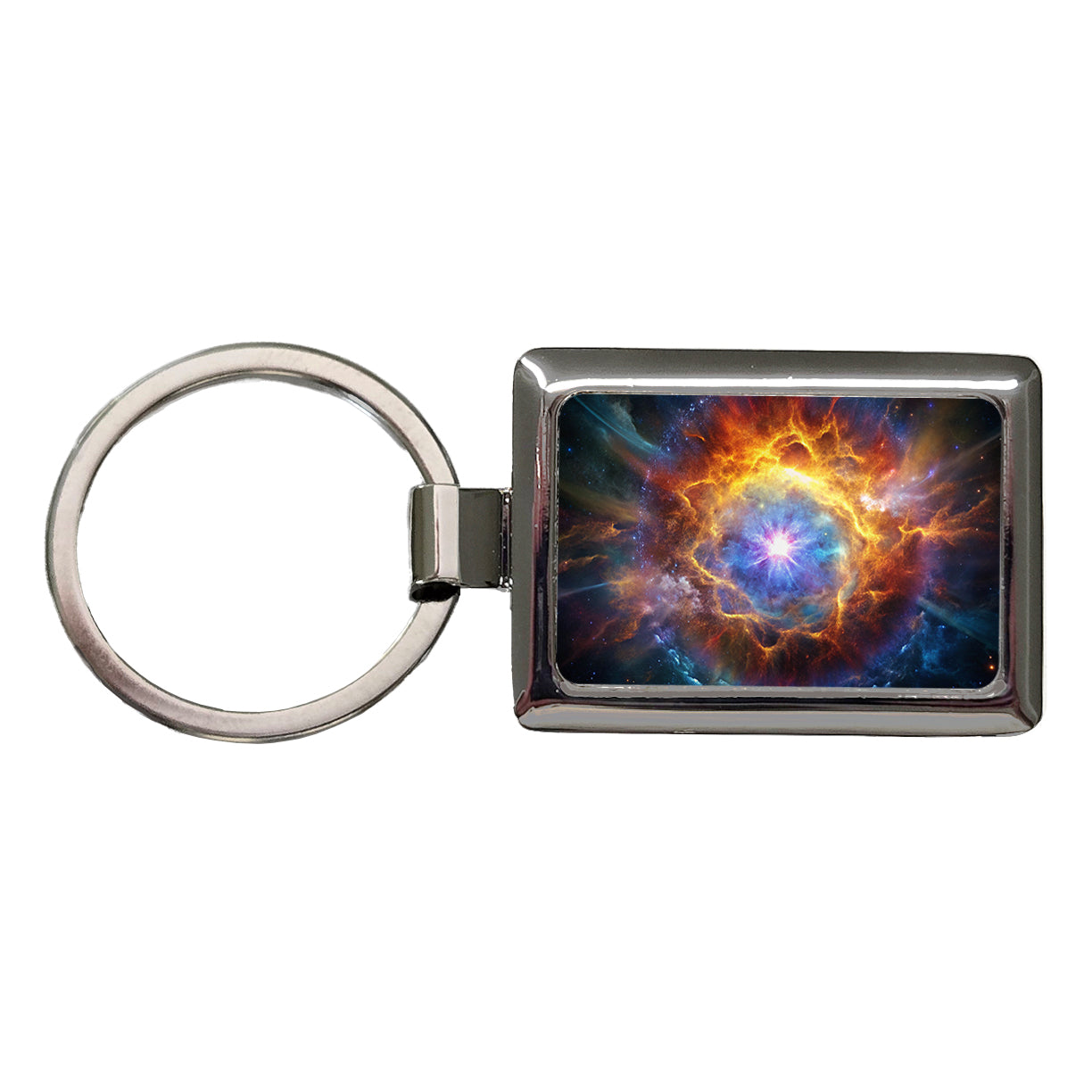 Star Going Supernova Galaxy Space Rectangle Metal Keychain
