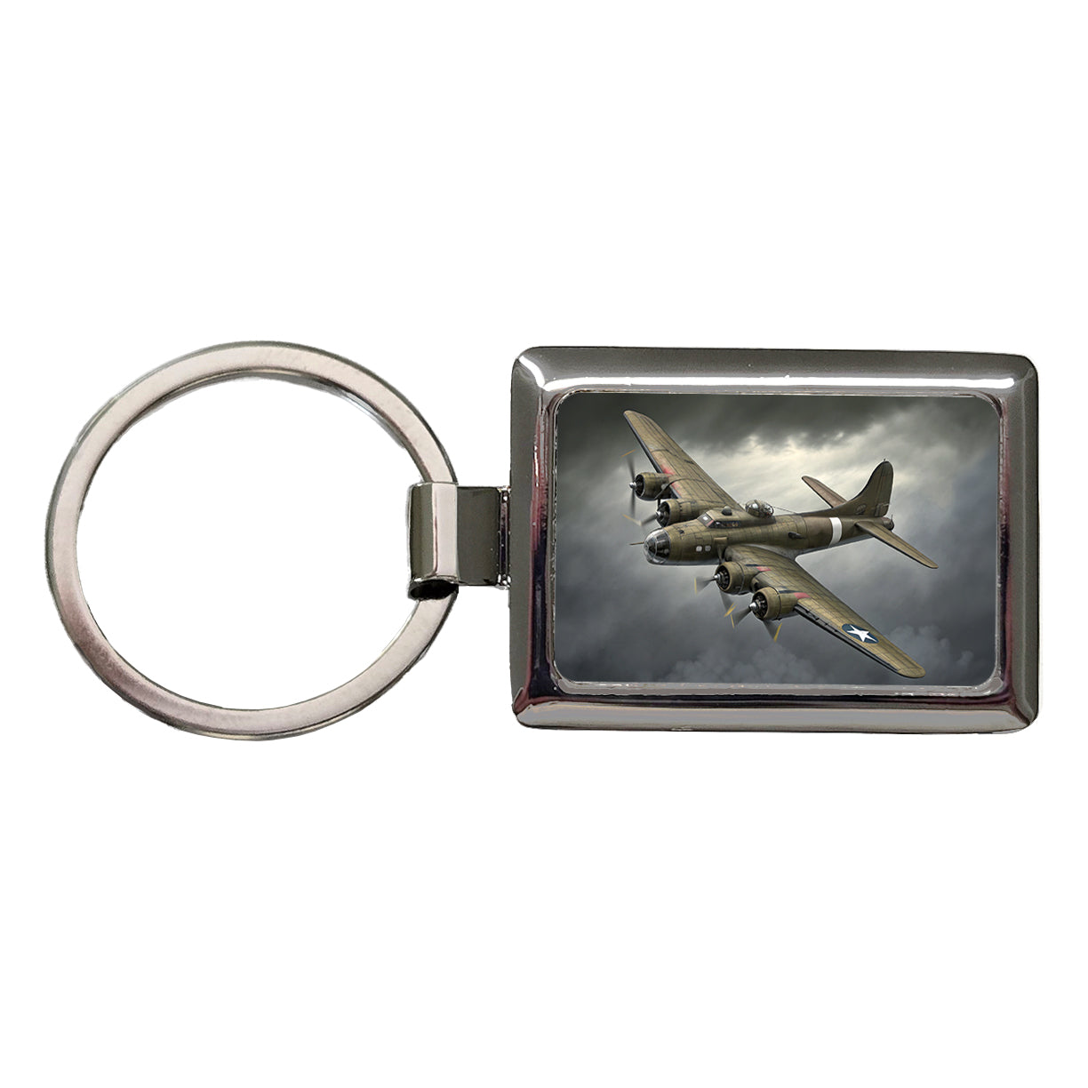 WWII B-17 Flying Fortress Heavy Bomber US Air Force Rectangle Metal Keychain