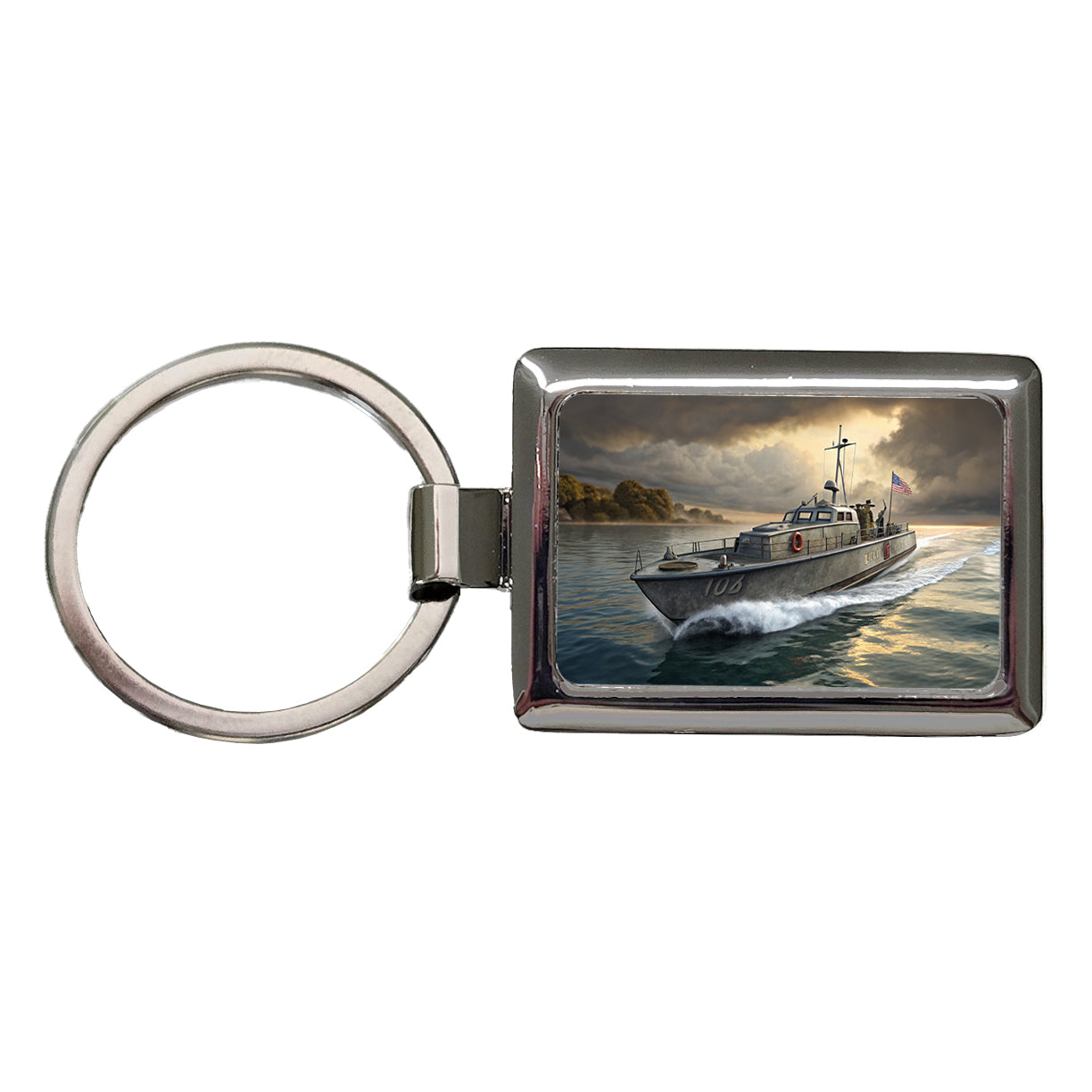 WWII US Navy PT Patrol Boat Rectangle Metal Keychain