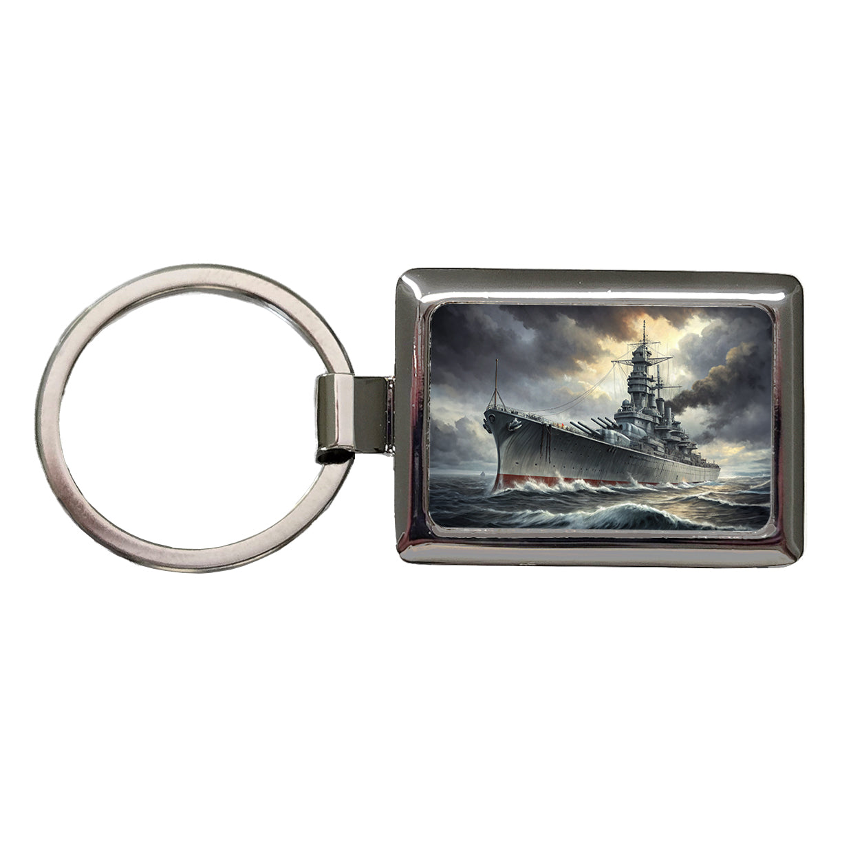WWII Yamato-Class Battleship At Sea Rectangle Metal Keychain