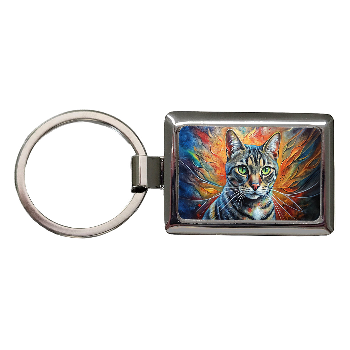 American Shorthair Cat Abstract Art Rectangle Metal Keychain