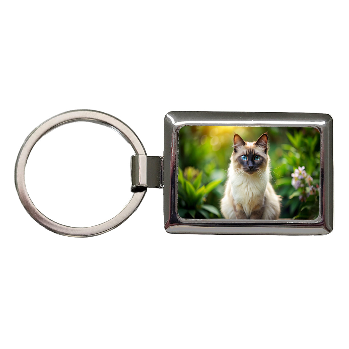 Balinese Cat Photo Rectangle Metal Keychain