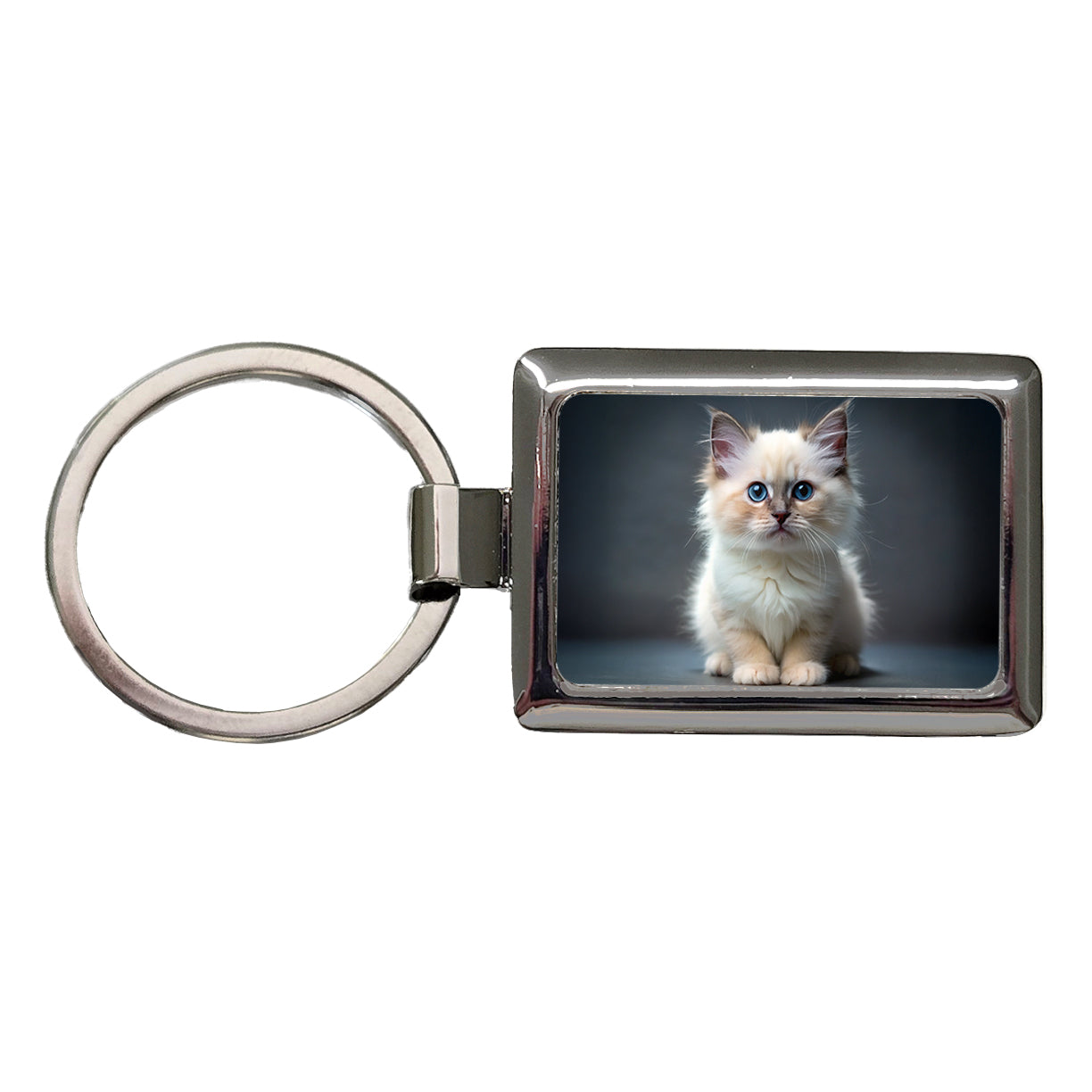 Birman Cat Kitten Photo Rectangle Metal Keychain