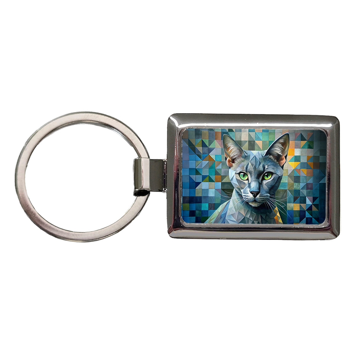 Burmese Cat Abstract Art Rectangle Metal Keychain