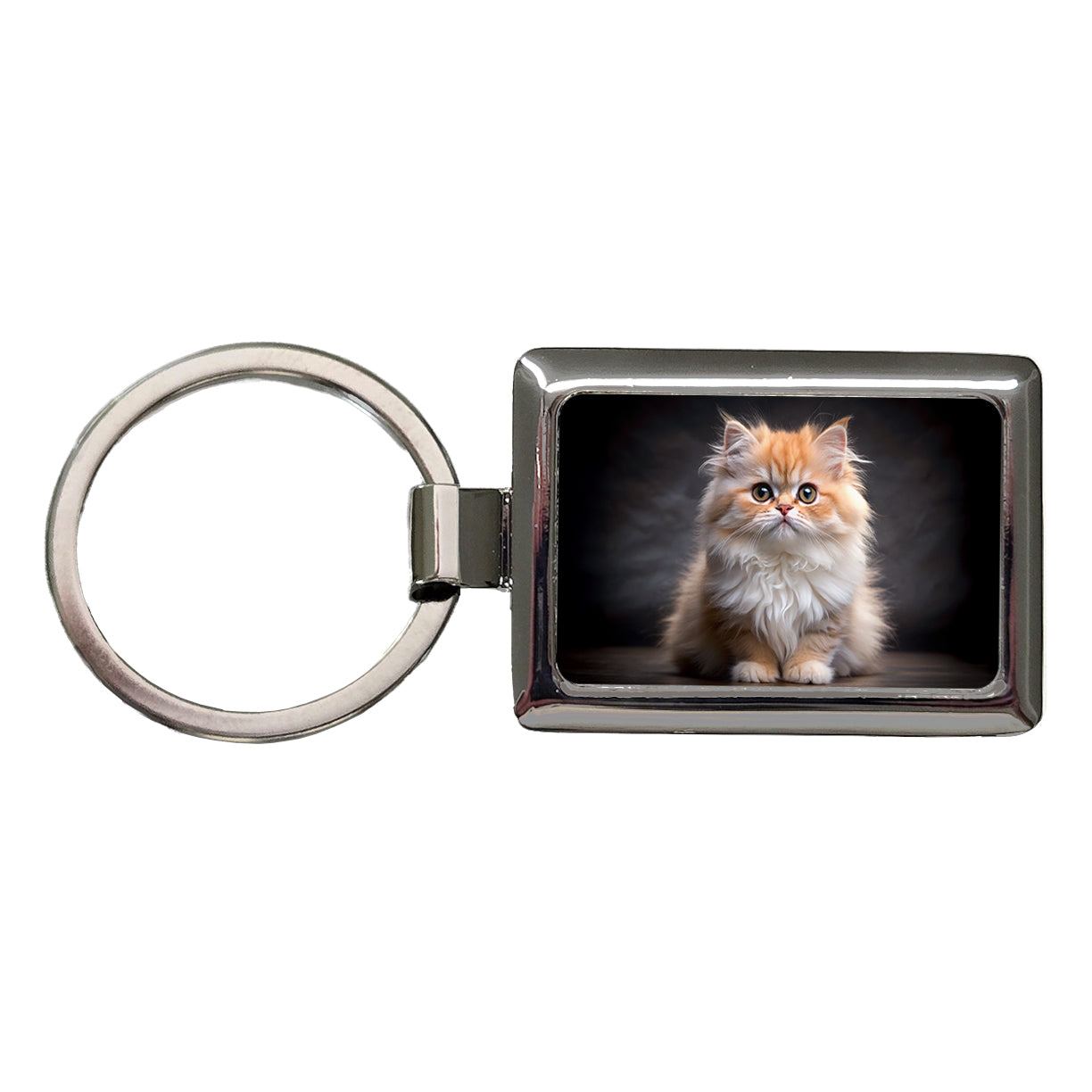 Classic Persian Cat Kitten Photo Rectangle Metal Keychain