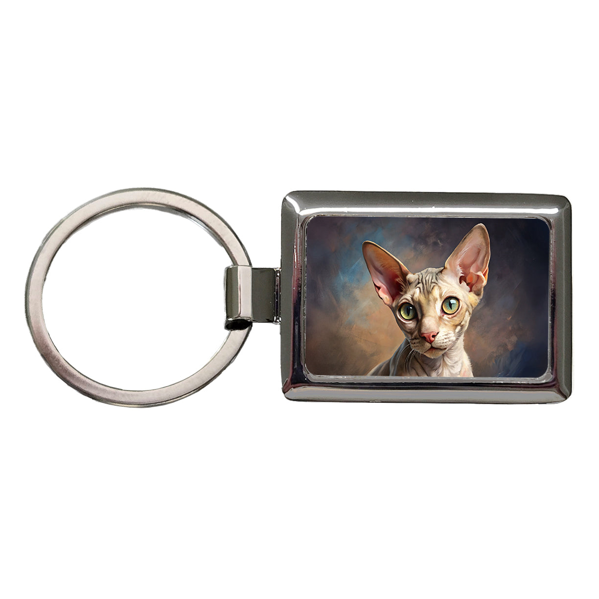 Cornish Rex Cat Illustration Rectangle Metal Keychain