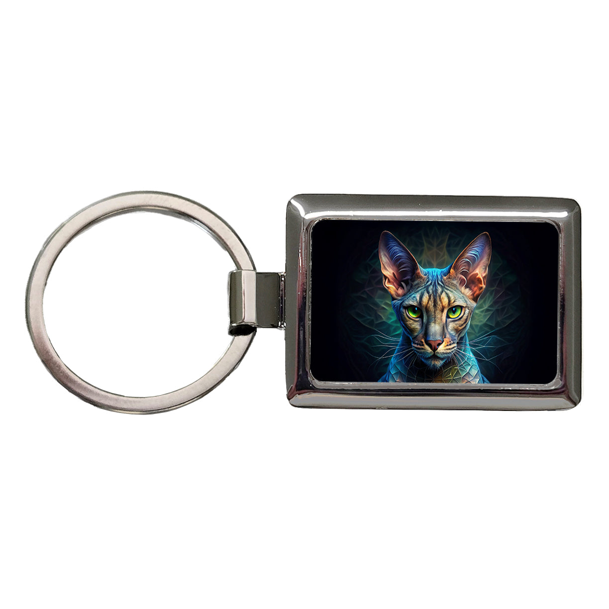 Egyptian Mau Cat Abstract Art Rectangle Metal Keychain