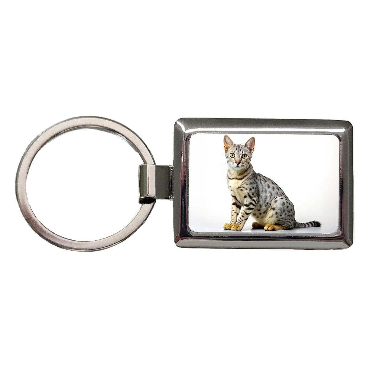 Egyptian Mau Cat Photo Rectangle Metal Keychain