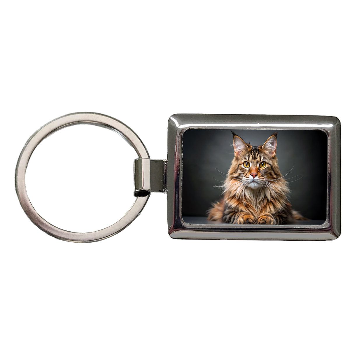Maine Coon Cat Photo Rectangle Metal Keychain