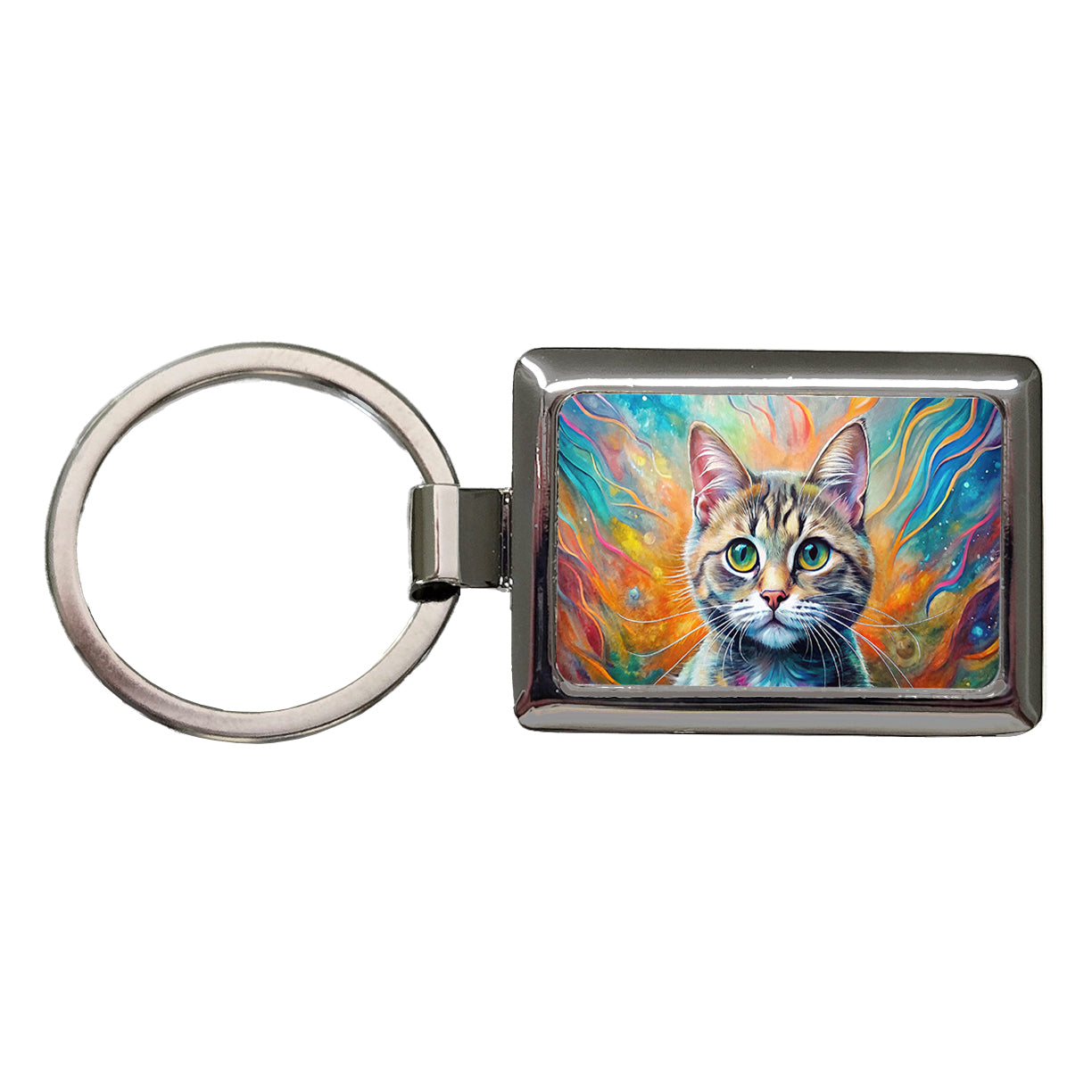 Munchkin Cat Abstract Art Rectangle Metal Keychain