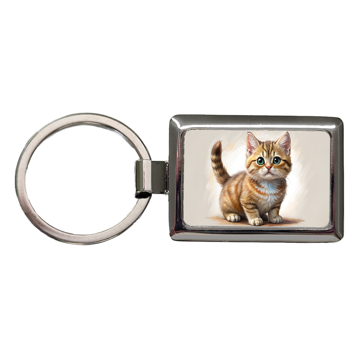 Munchkin Cat Illustration Rectangle Metal Keychain