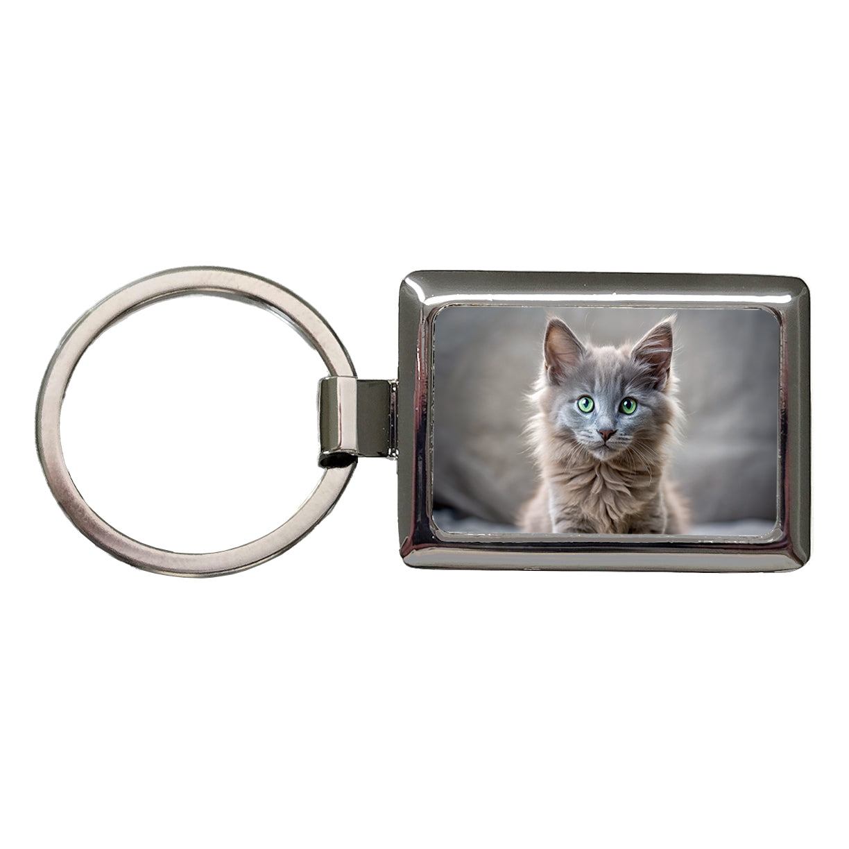 Nebelung Cat Kitten Photo Rectangle Metal Keychain