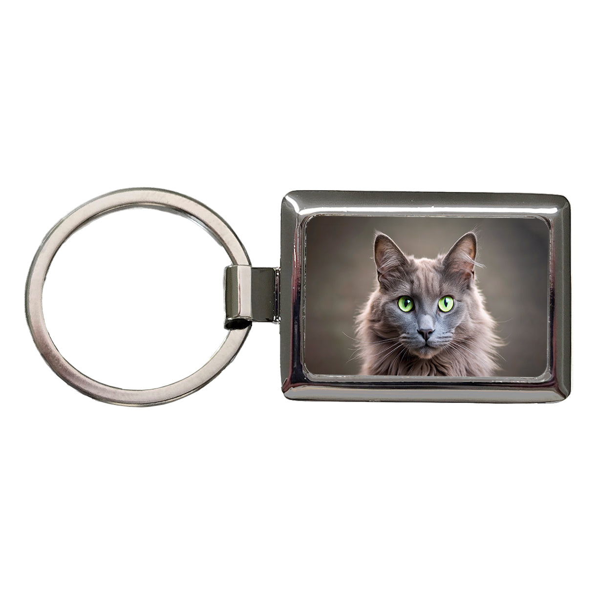 Nebelung Cat Photo Rectangle Metal Keychain