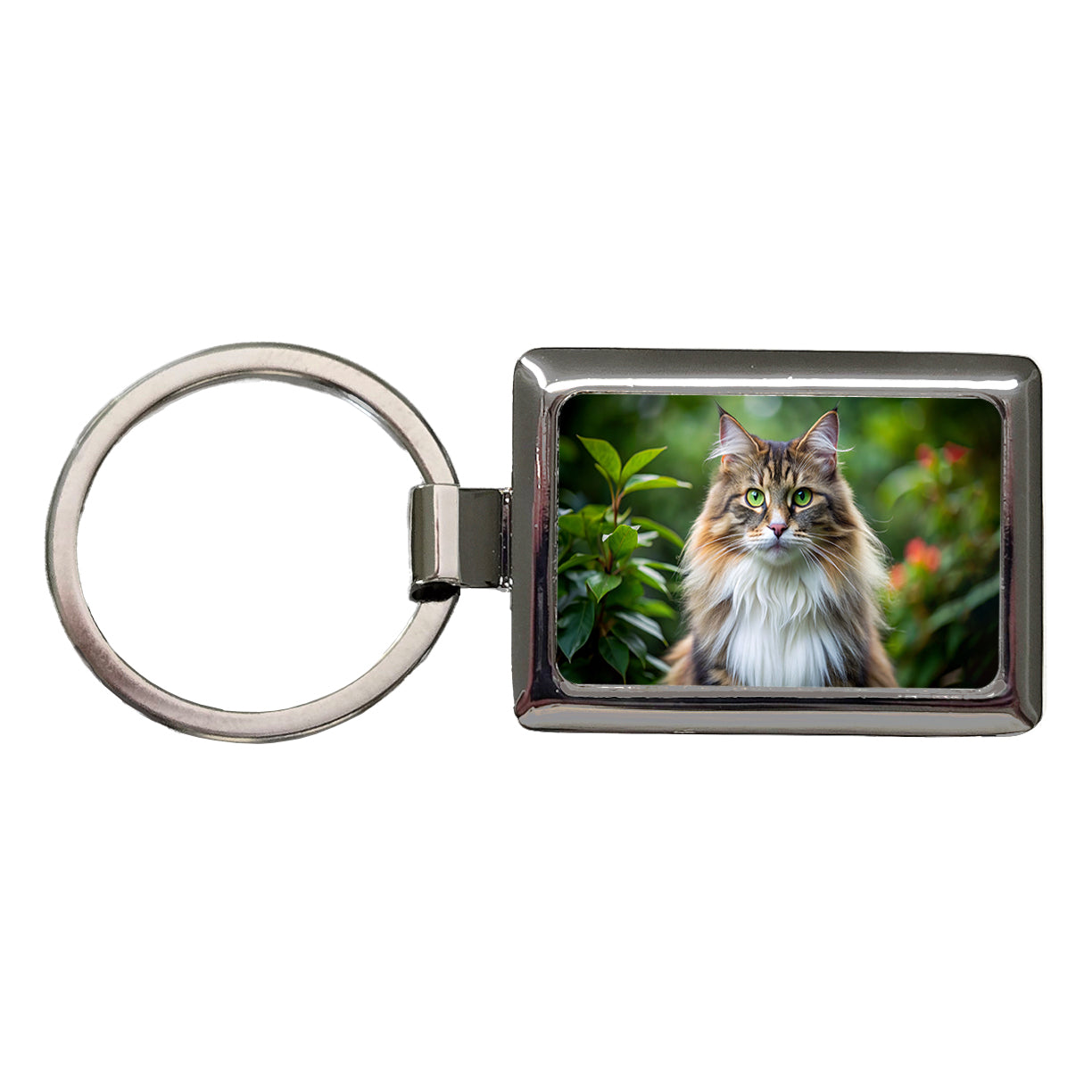 Norwegian Forest Cat Photo Rectangle Metal Keychain