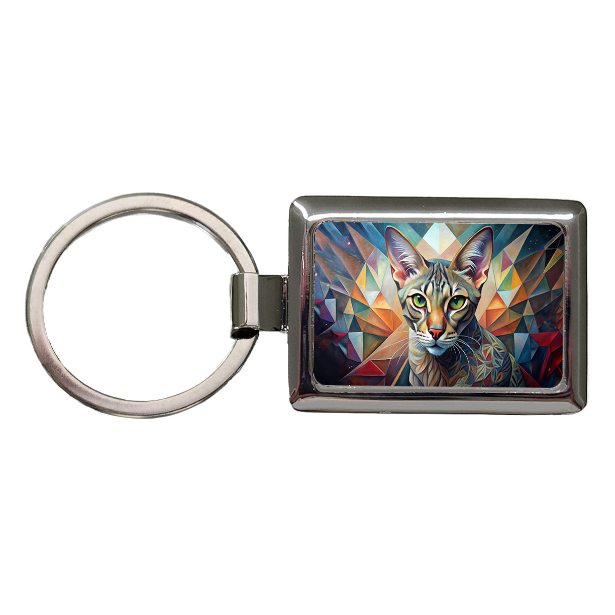 Ocicat Cat Abstract Art Rectangle Metal Keychain