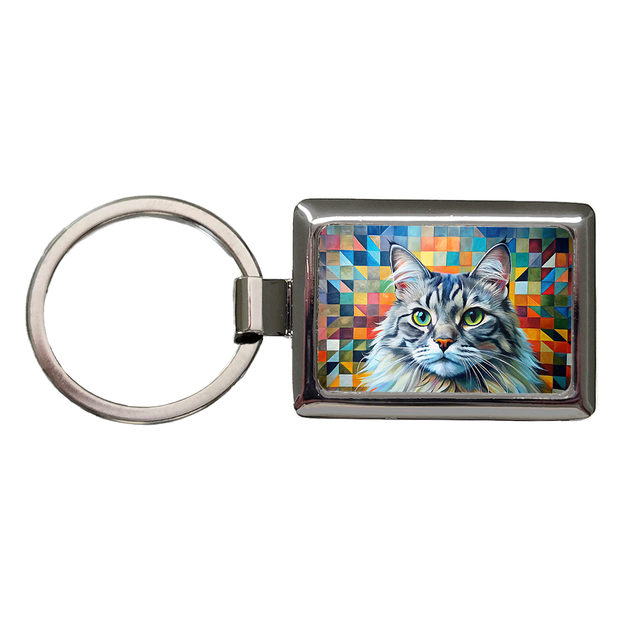 Ragamuffin Cat Abstract Art Rectangle Metal Keychain
