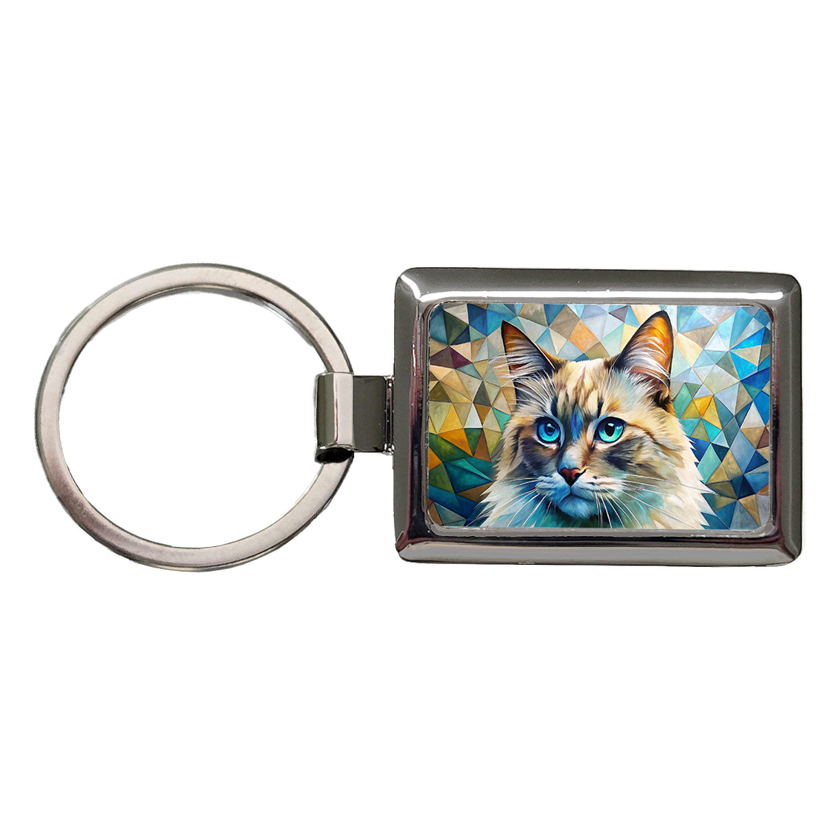 Ragdoll Cat Abstract Art Rectangle Metal Keychain