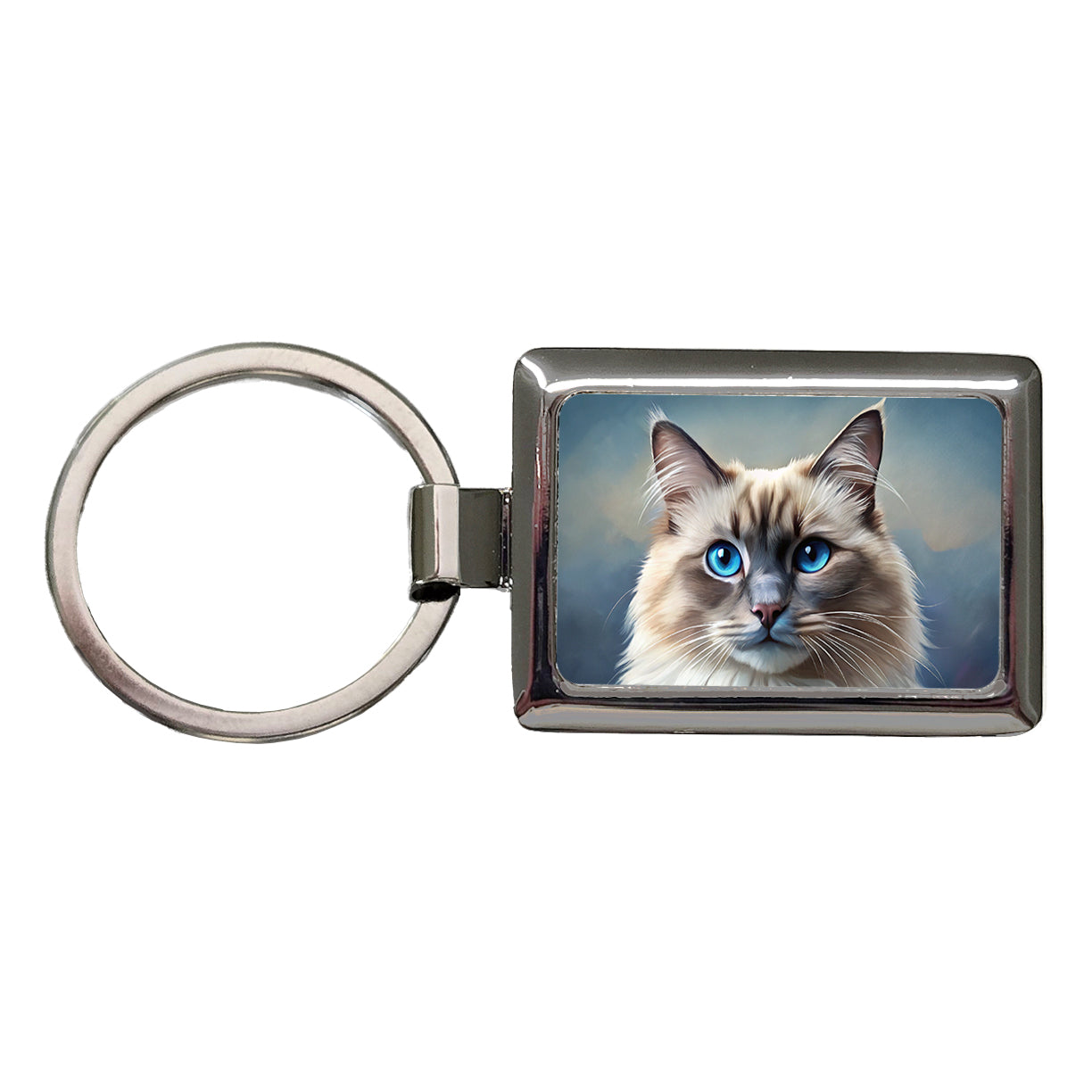 Ragdoll Cat Illustration Rectangle Metal Keychain