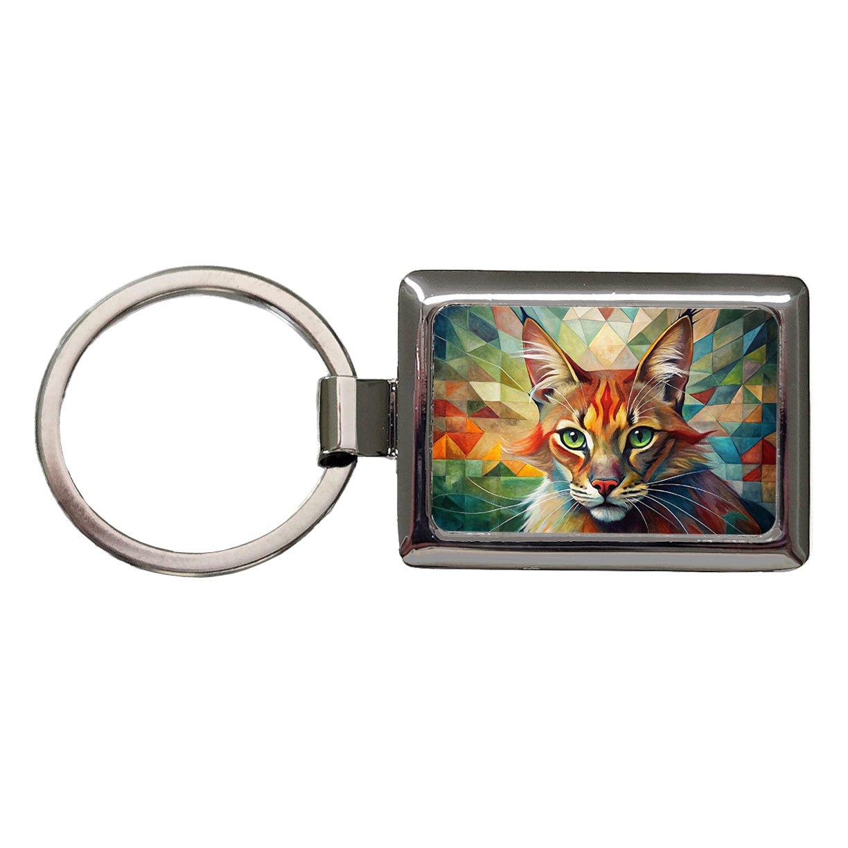 Somali Cat Abstract Art Rectangle Metal Keychain