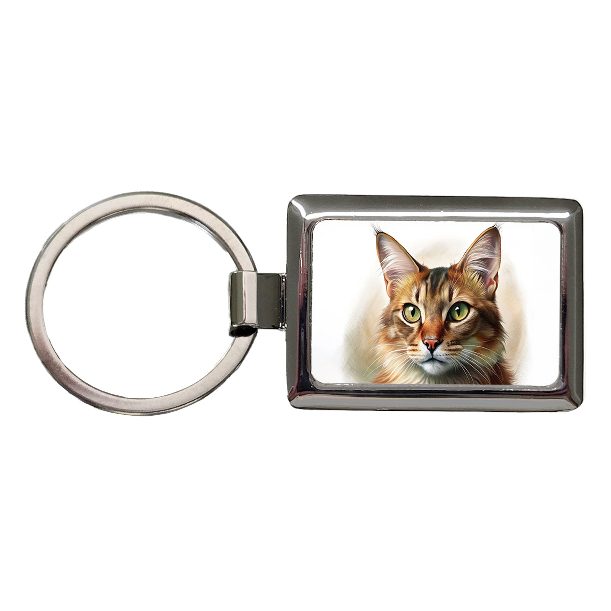 Somali Cat Illustration Rectangle Metal Keychain