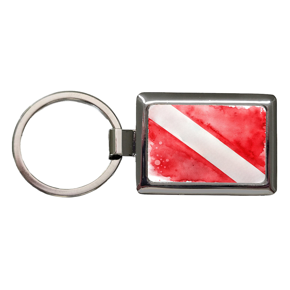 Diver Diving Dive Flag Watercolor Rectangle Metal Keychain