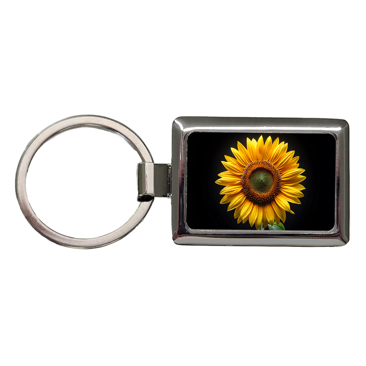 Sunflower Photo Rectangle Metal Keychain