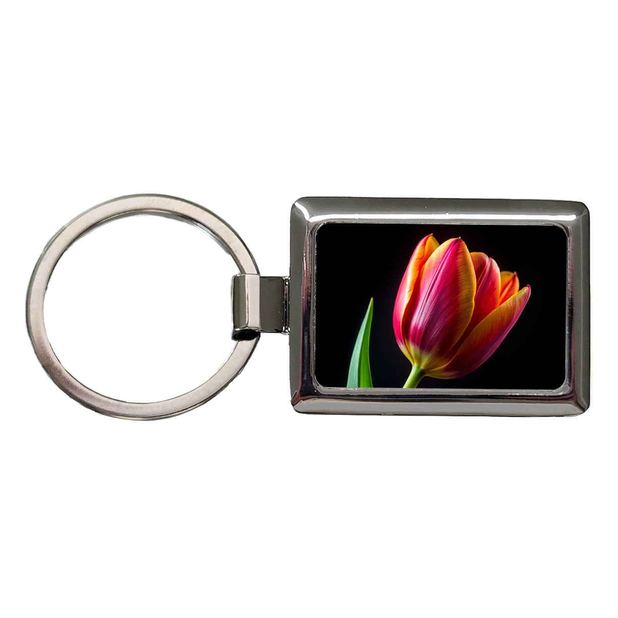 Tulip Flower Photo Rectangle Metal Keychain