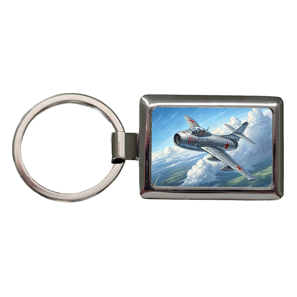 MiG-15 Russian Fighter Jet Plane Rectangle Metal Keychain