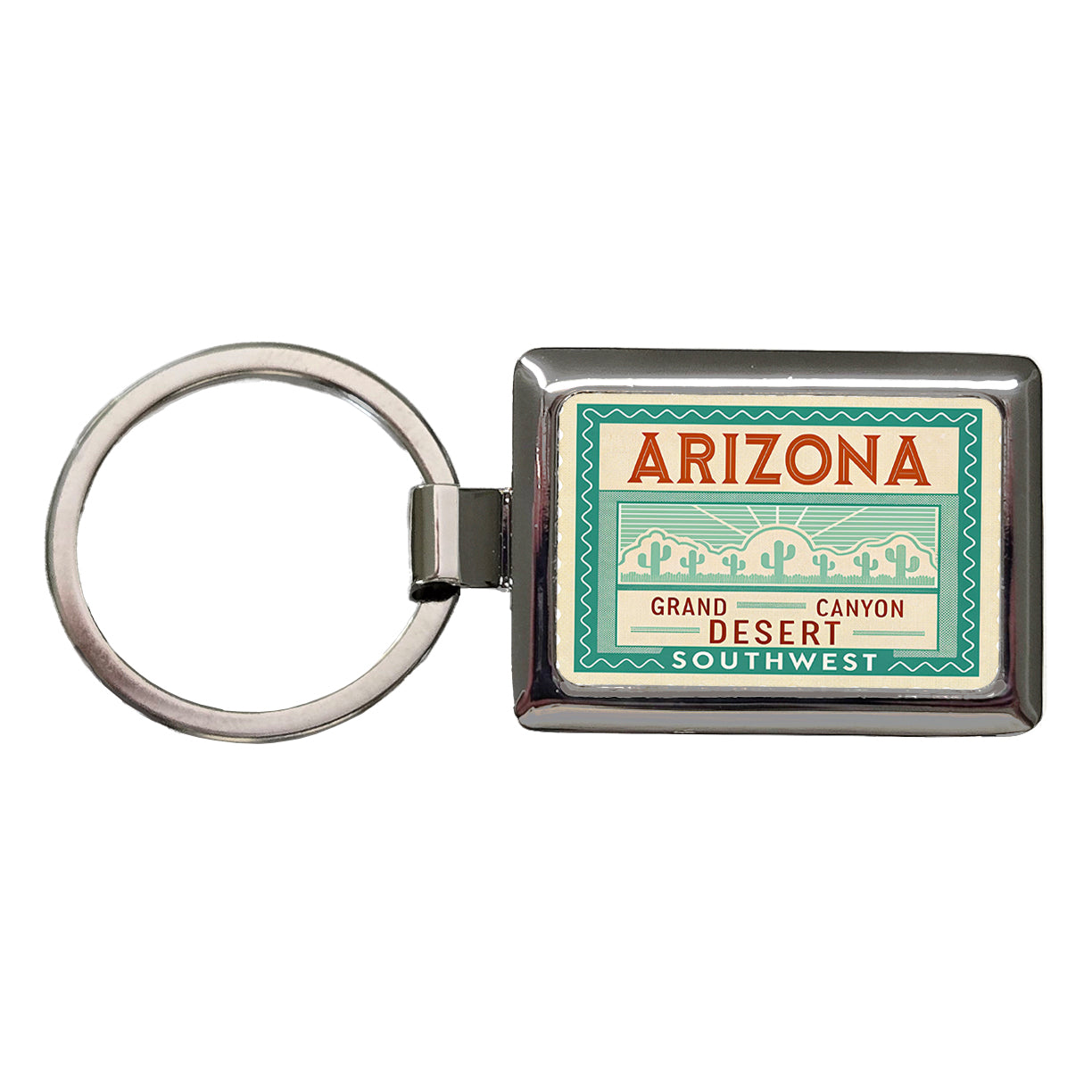 Arizona AZ State Grand Canyon Southwest Travel Vacation Stamp Rectangle Metal Keychain