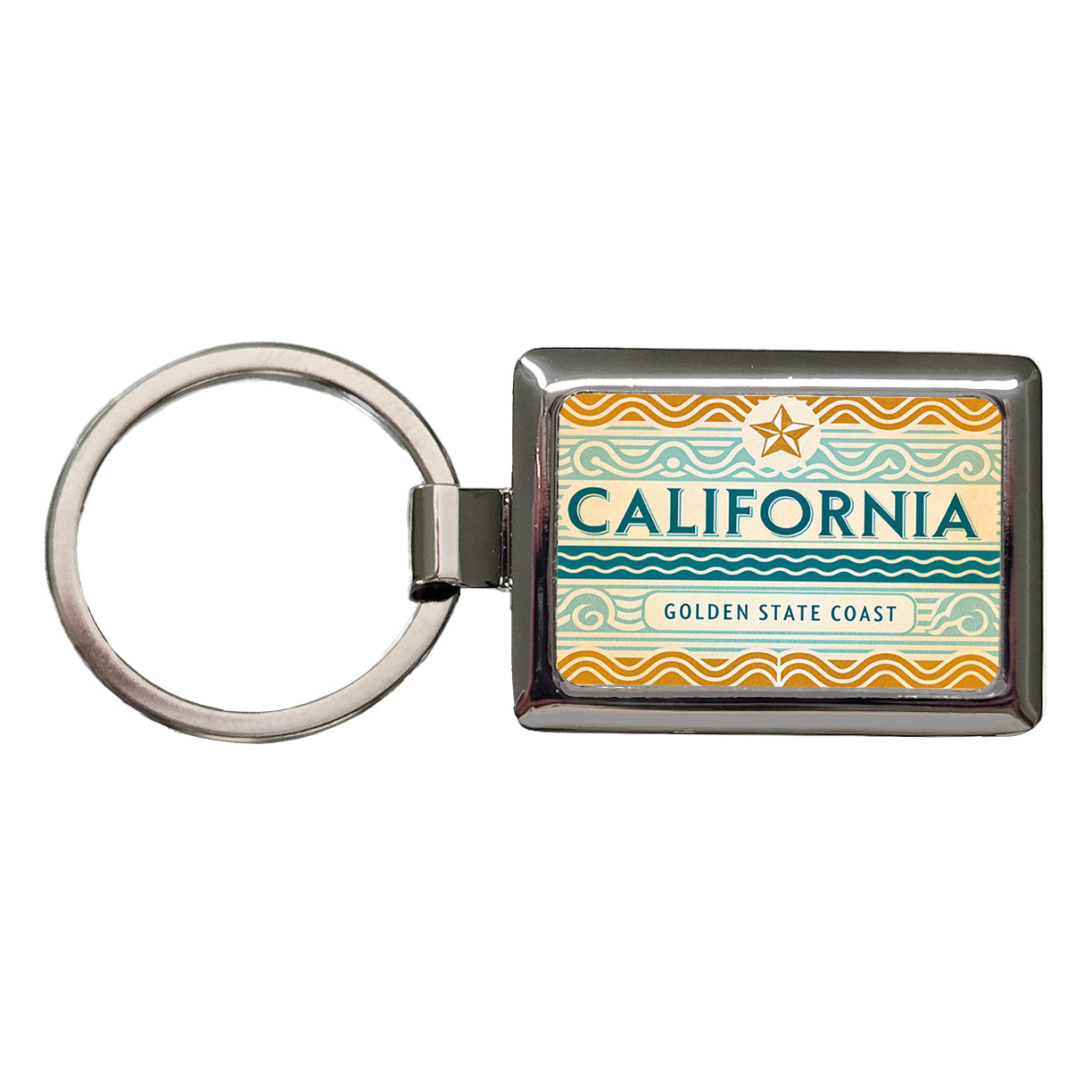 California CA Golden State Coast Travel Vacation Stamp Rectangle Metal Keychain