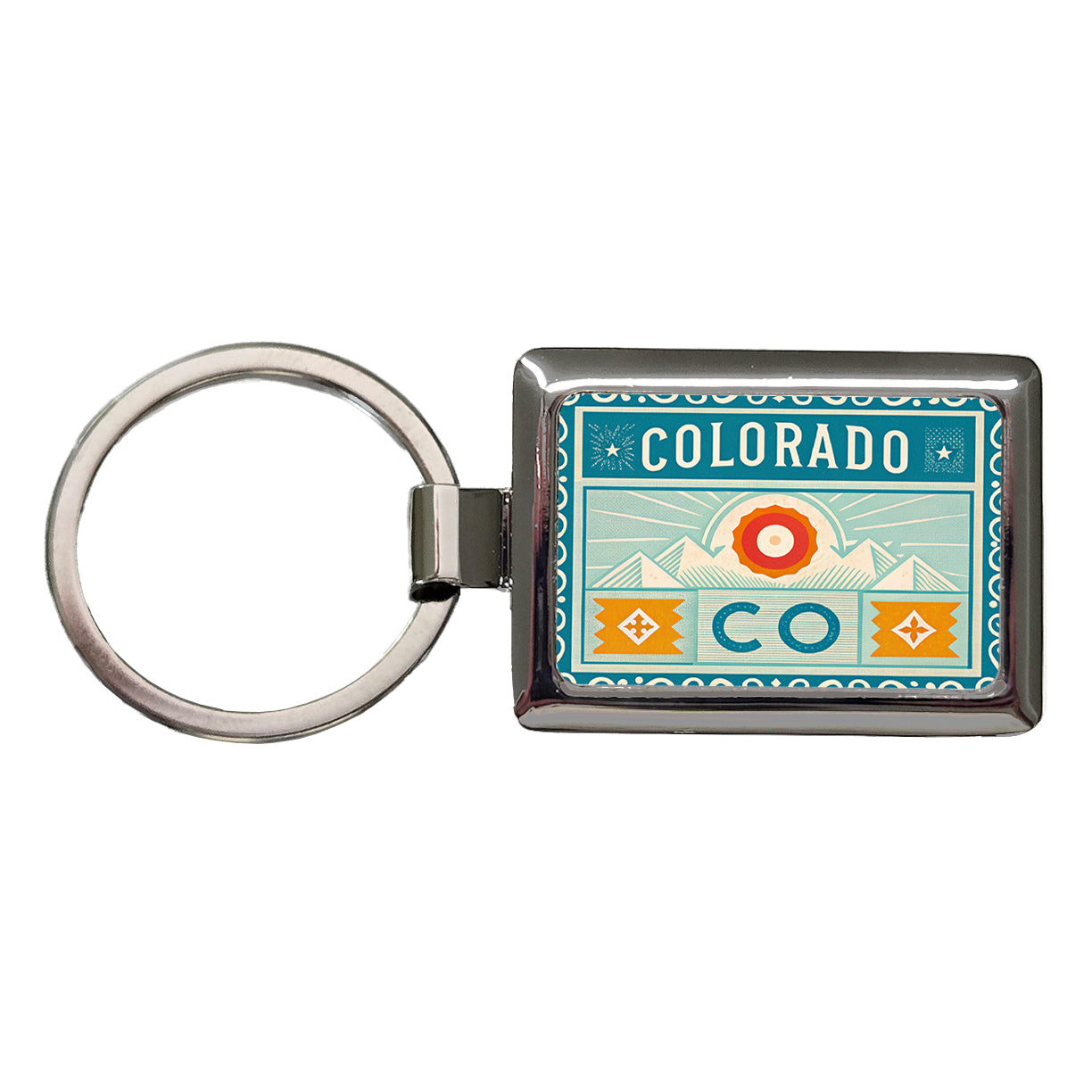 Colorado CO State Travel Vacation Stamp Rectangle Metal Keychain