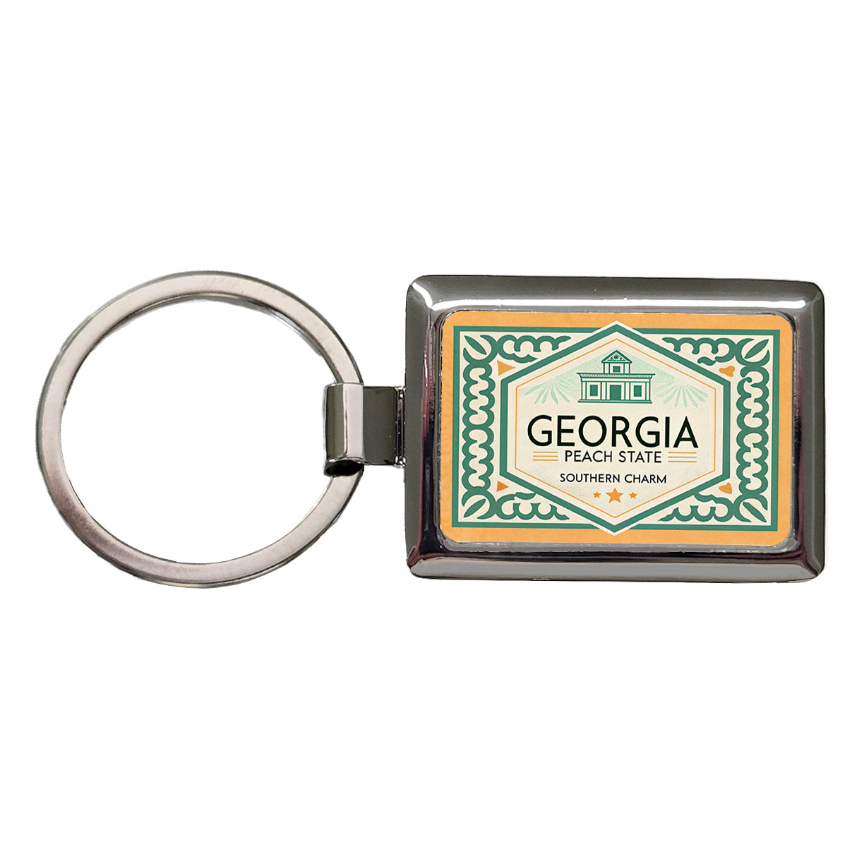 Georgia GA Peach State Travel Vacation Stamp Rectangle Metal Keychain