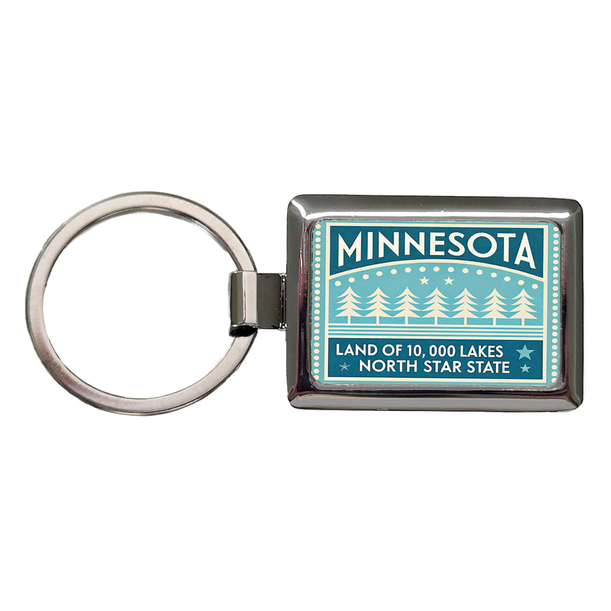 Minnesota MN Land of 10000 Lakes State Travel Vacation Stamp Rectangle Metal Keychain