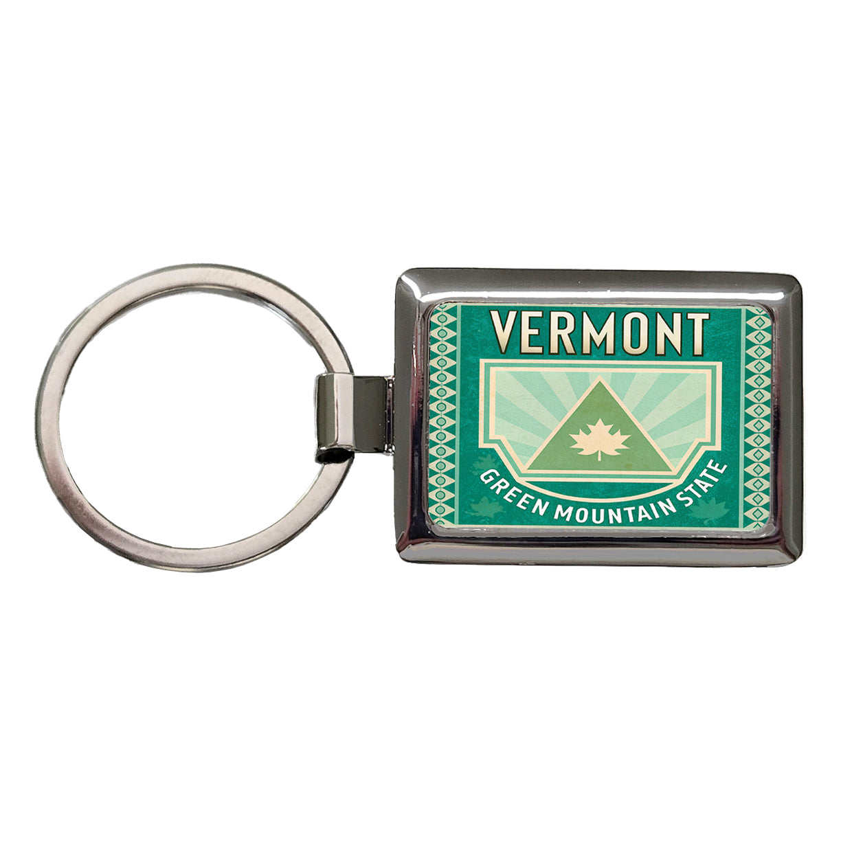 Vermont VT Green Mountain State Travel Vacation Stamp Rectangle Metal Keychain