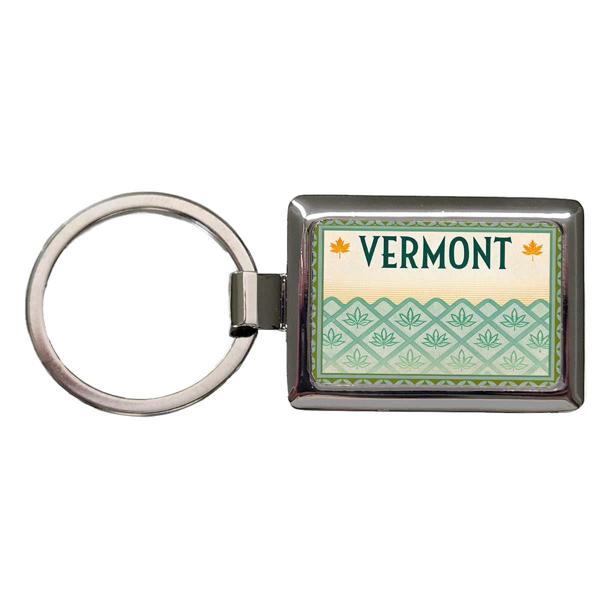 Vermont VT State Travel Vacation Stamp Rectangle Metal Keychain