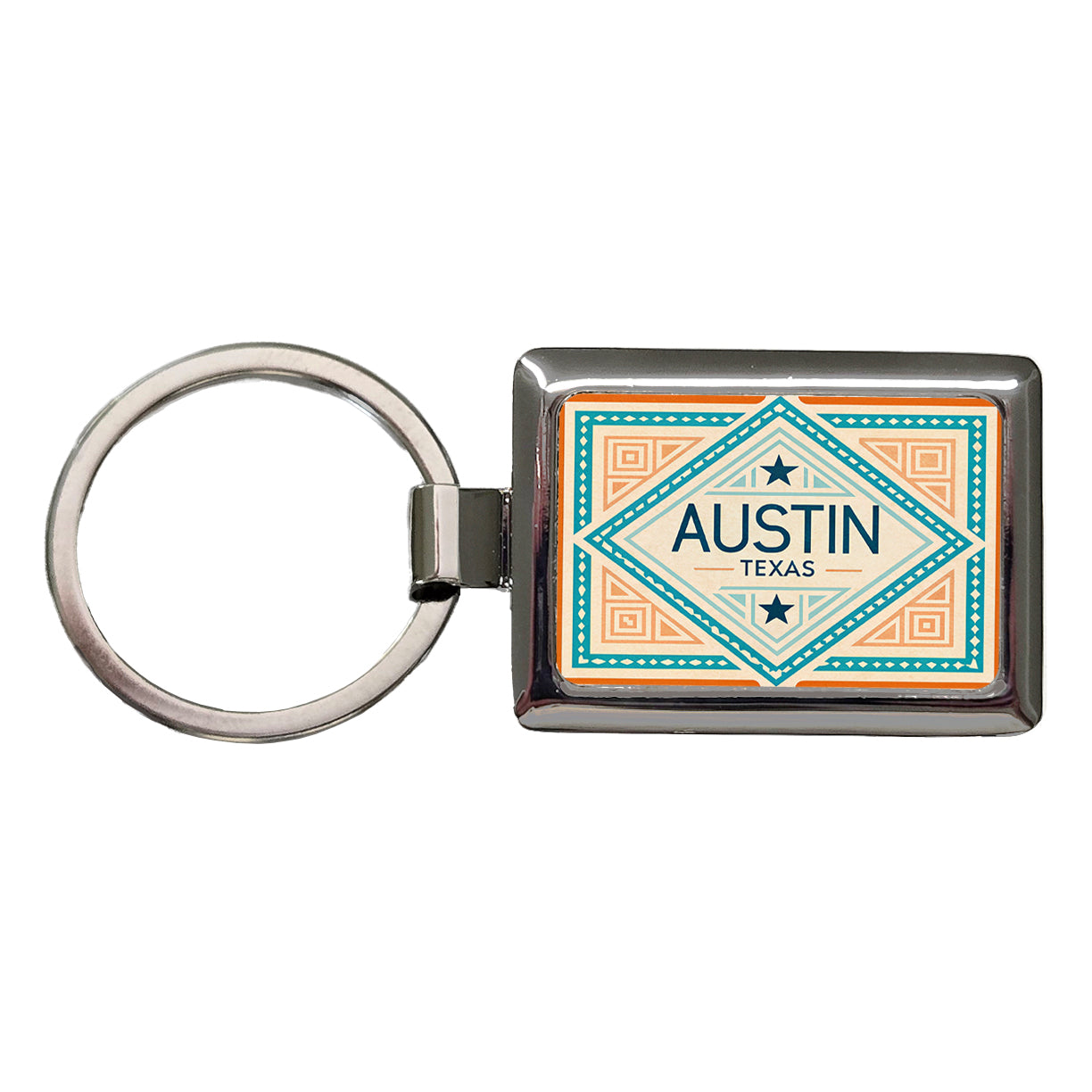 Austin TX Texas Travel Vacation Stamp Rectangle Metal Keychain