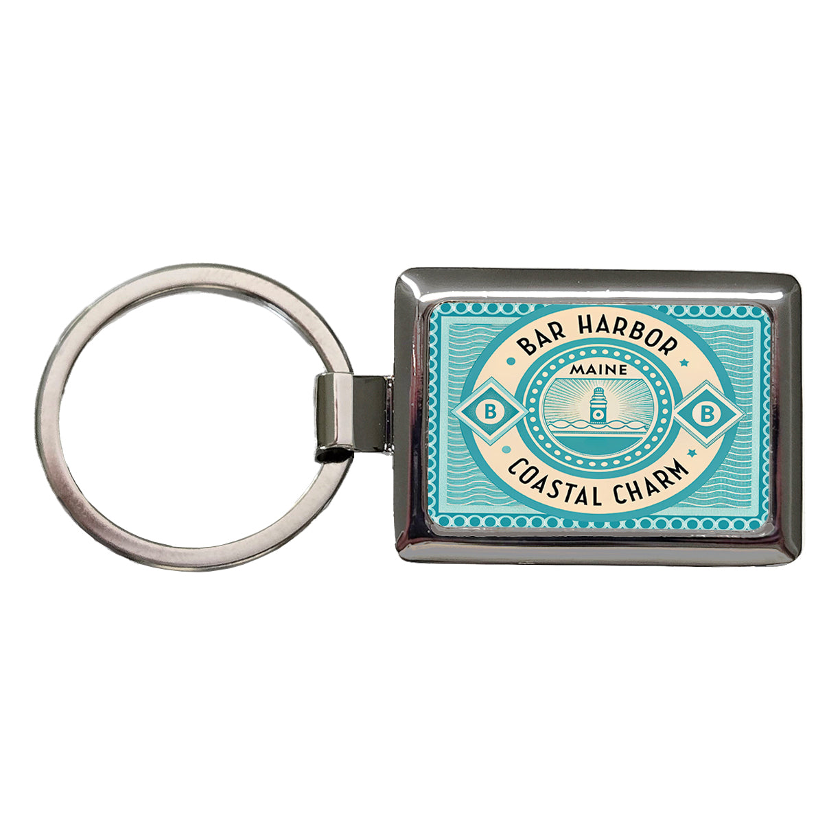 Bar Harbor ME Maine Travel Vacation Stamp Rectangle Metal Keychain