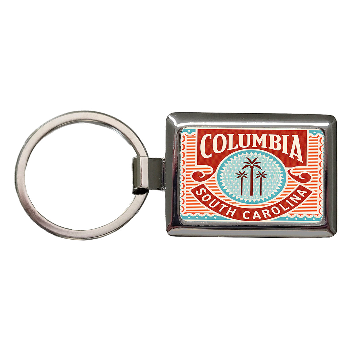 Columbia SC South Carolina Travel Vacation Stamp Rectangle Metal Keychain