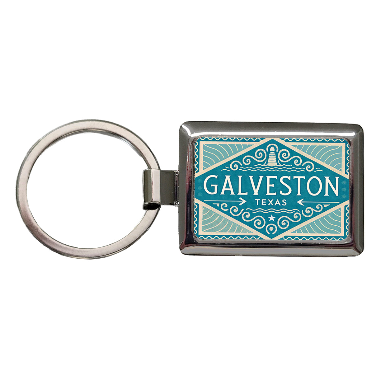 Galveston TX Texas Travel Vacation Stamp Rectangle Metal Keychain