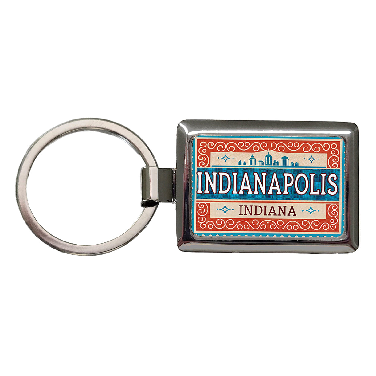 Indianapolis IN Indiana Travel Vacation Stamp Rectangle Metal Keychain