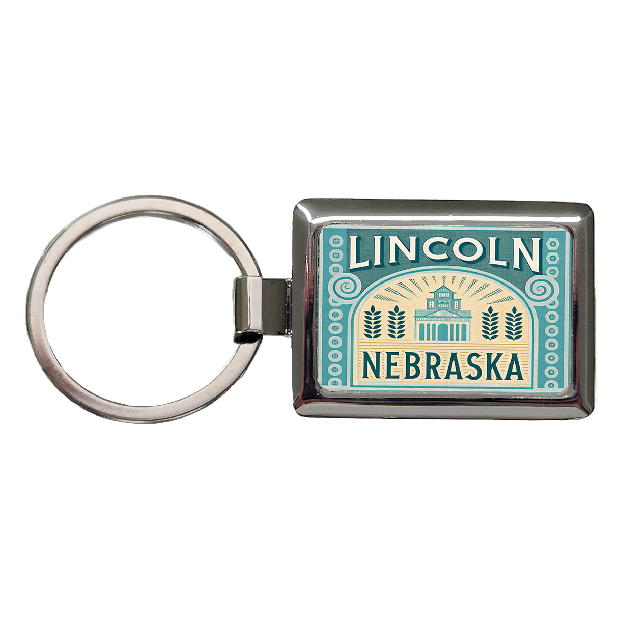 Lincoln NE Nebraska Travel Vacation Stamp Rectangle Metal Keychain