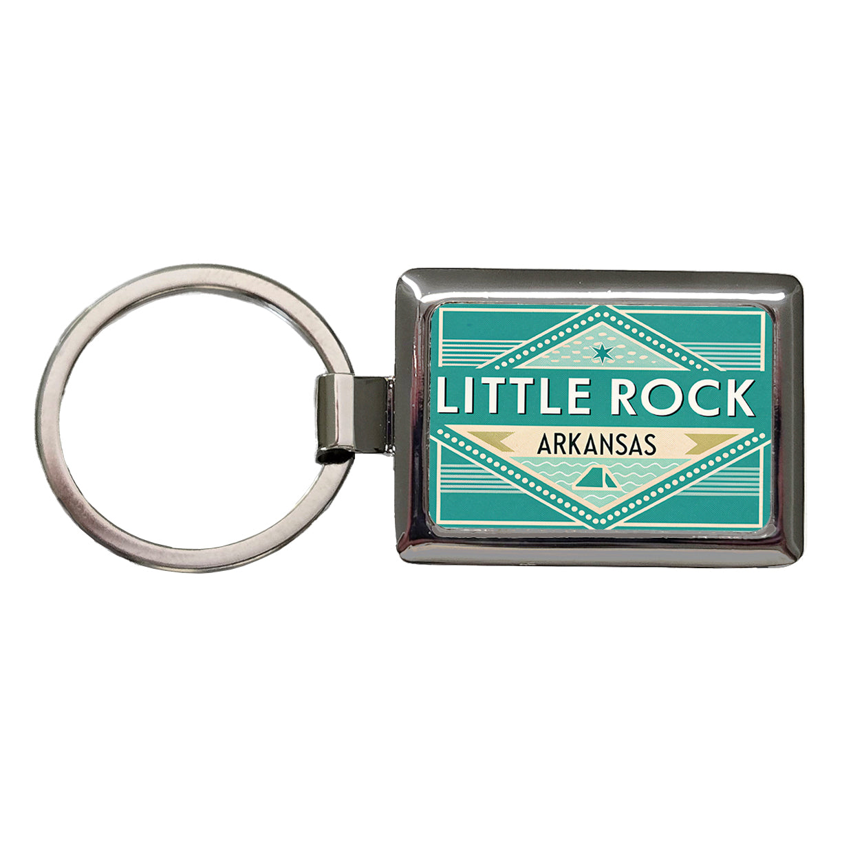 Little Rock AR Arkansas Travel Vacation Stamp Rectangle Metal Keychain