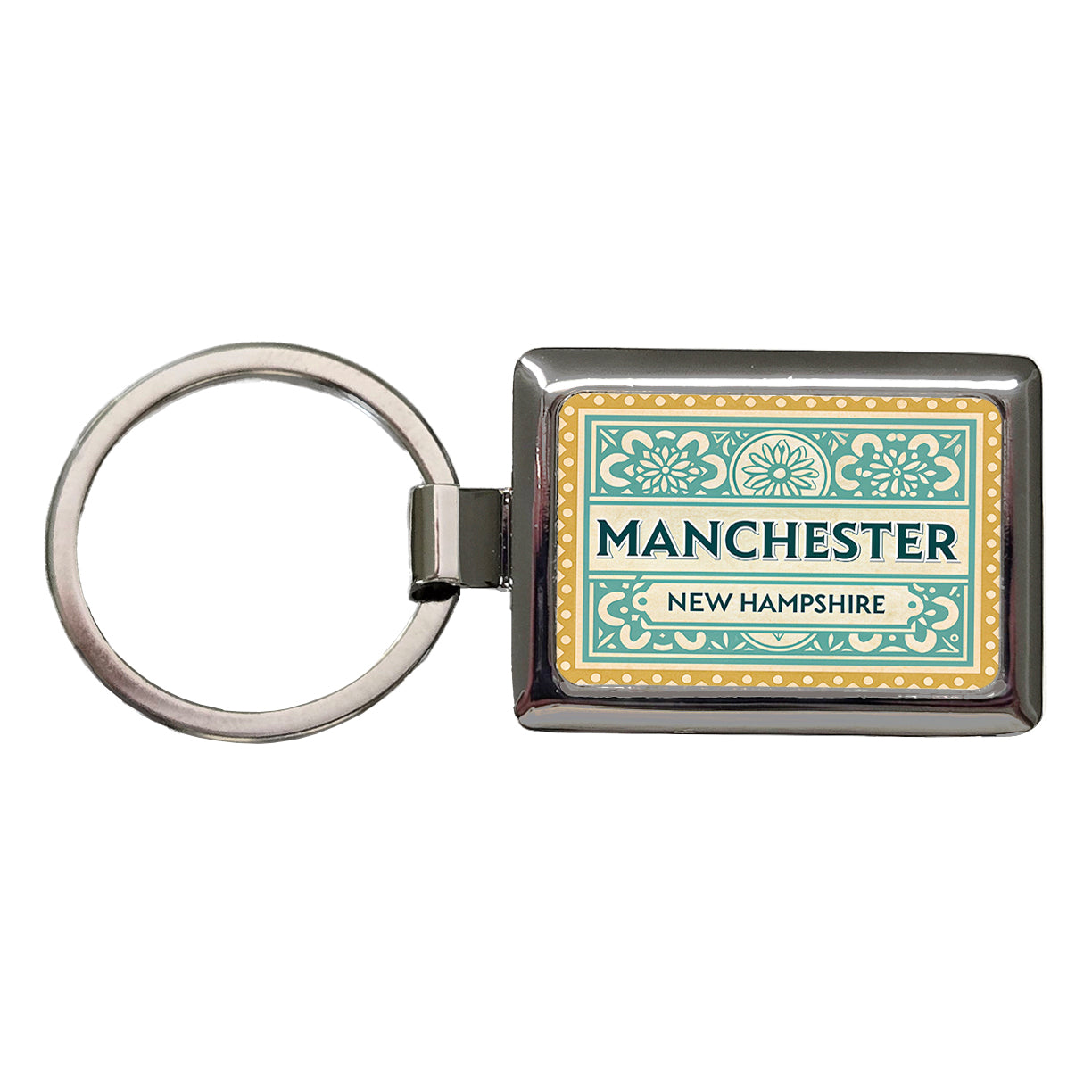 Manchester NH New Hampshire Travel Vacation Stamp Rectangle Metal Keychain