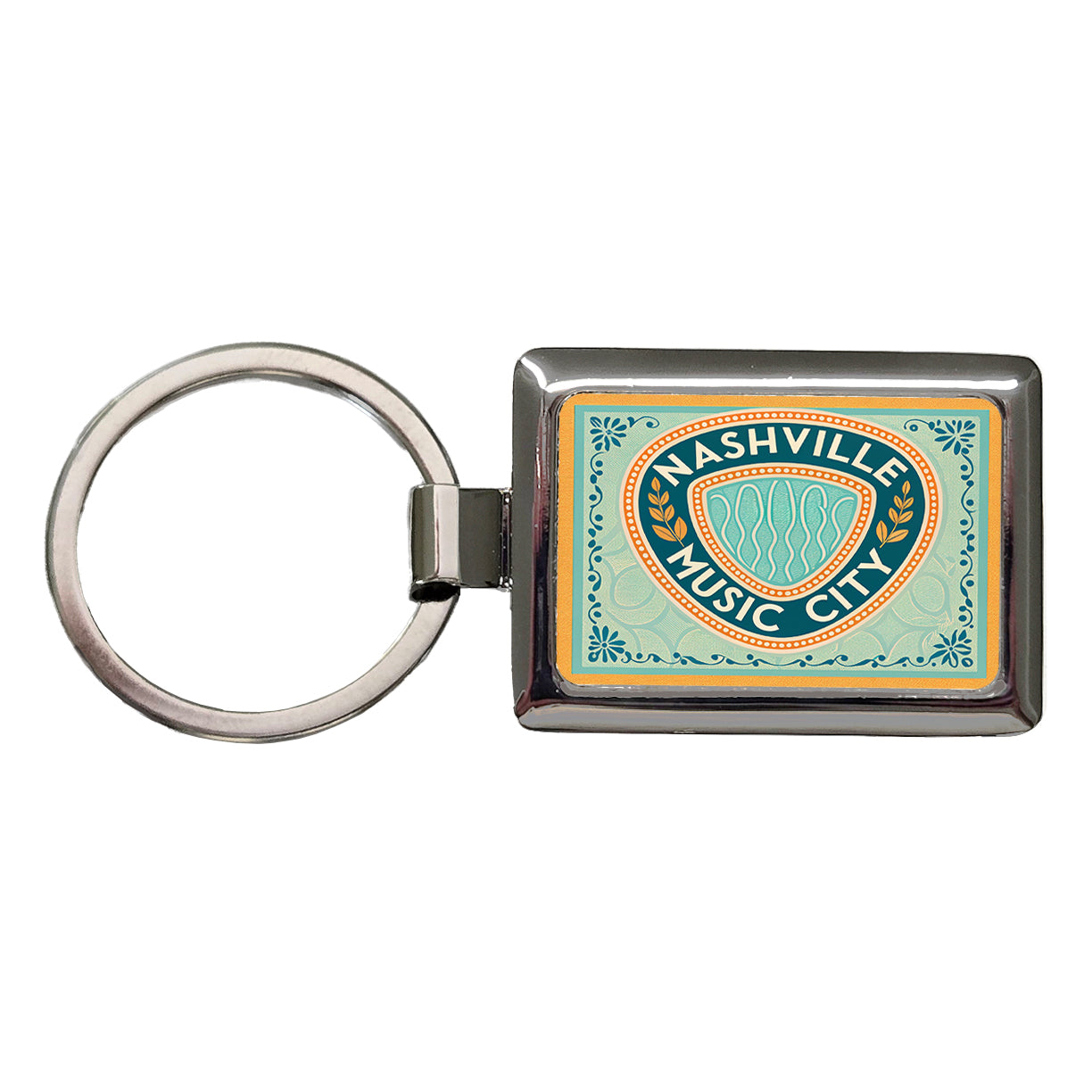 Nashville TN Tennessee Music City Travel Vacation Stamp Rectangle Metal Keychain