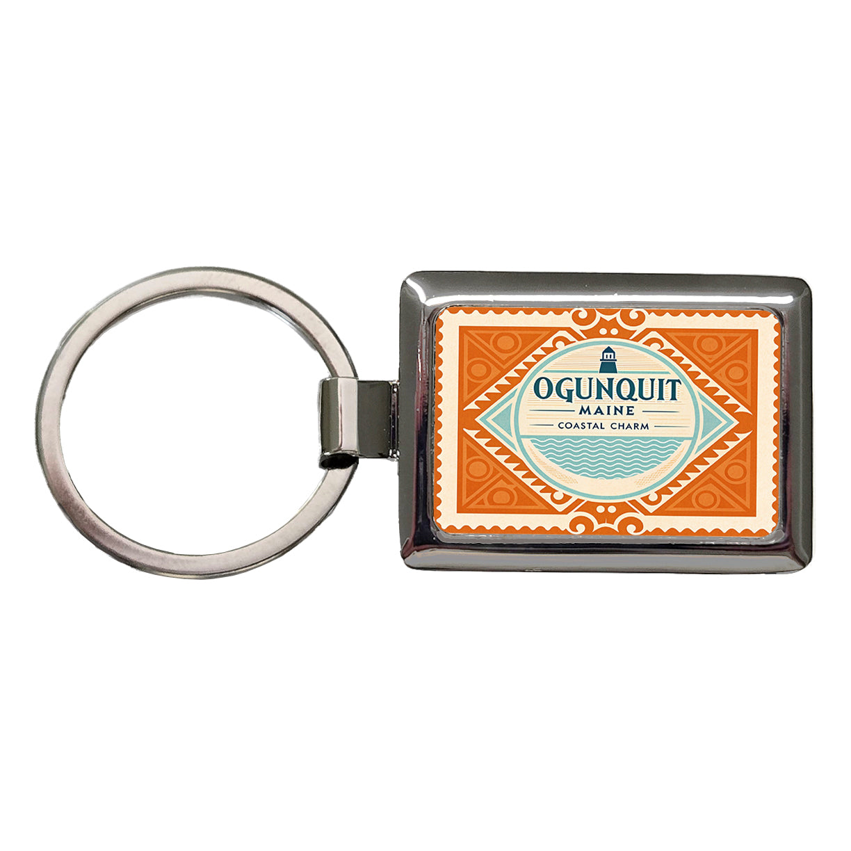 Ogunquit ME Maine Travel Vacation Stamp Rectangle Metal Keychain