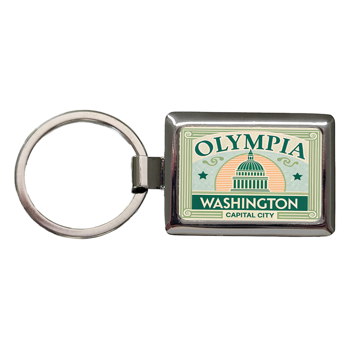 Olympia WA Washington Travel Vacation Stamp Rectangle Metal Keychain