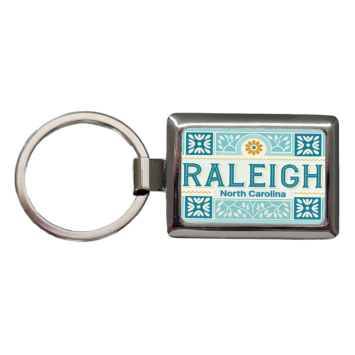 Raleigh NC North Carolina Travel Vacation Stamp Rectangle Metal Keychain