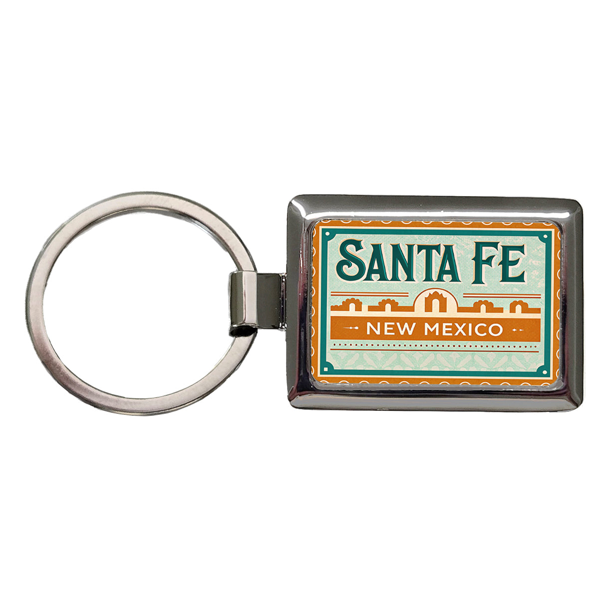 Santa Fe NM New Mexico Travel Vacation Stamp Rectangle Metal Keychain