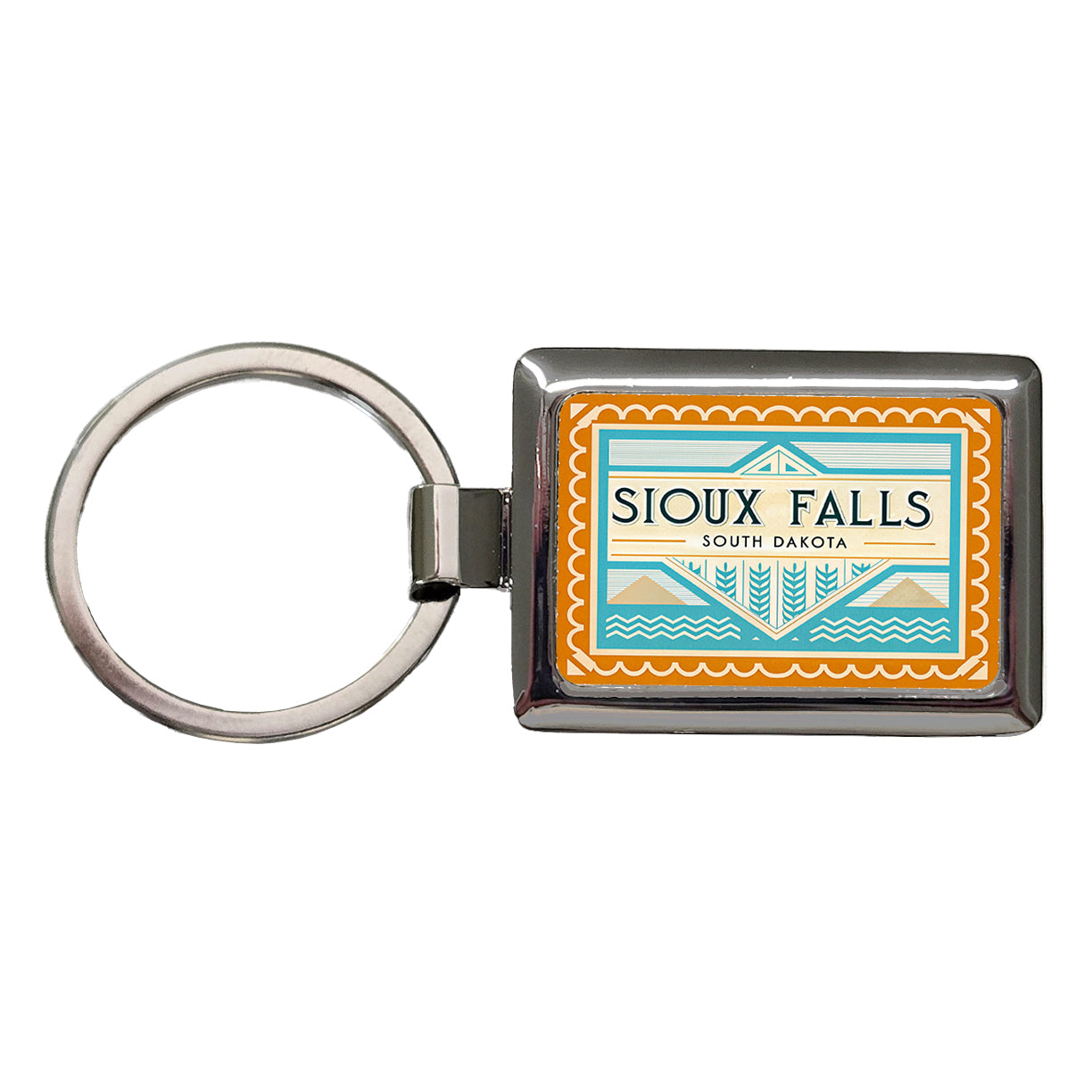 Sioux Falls SD South Dakota Travel Vacation Stamp Rectangle Metal Keychain