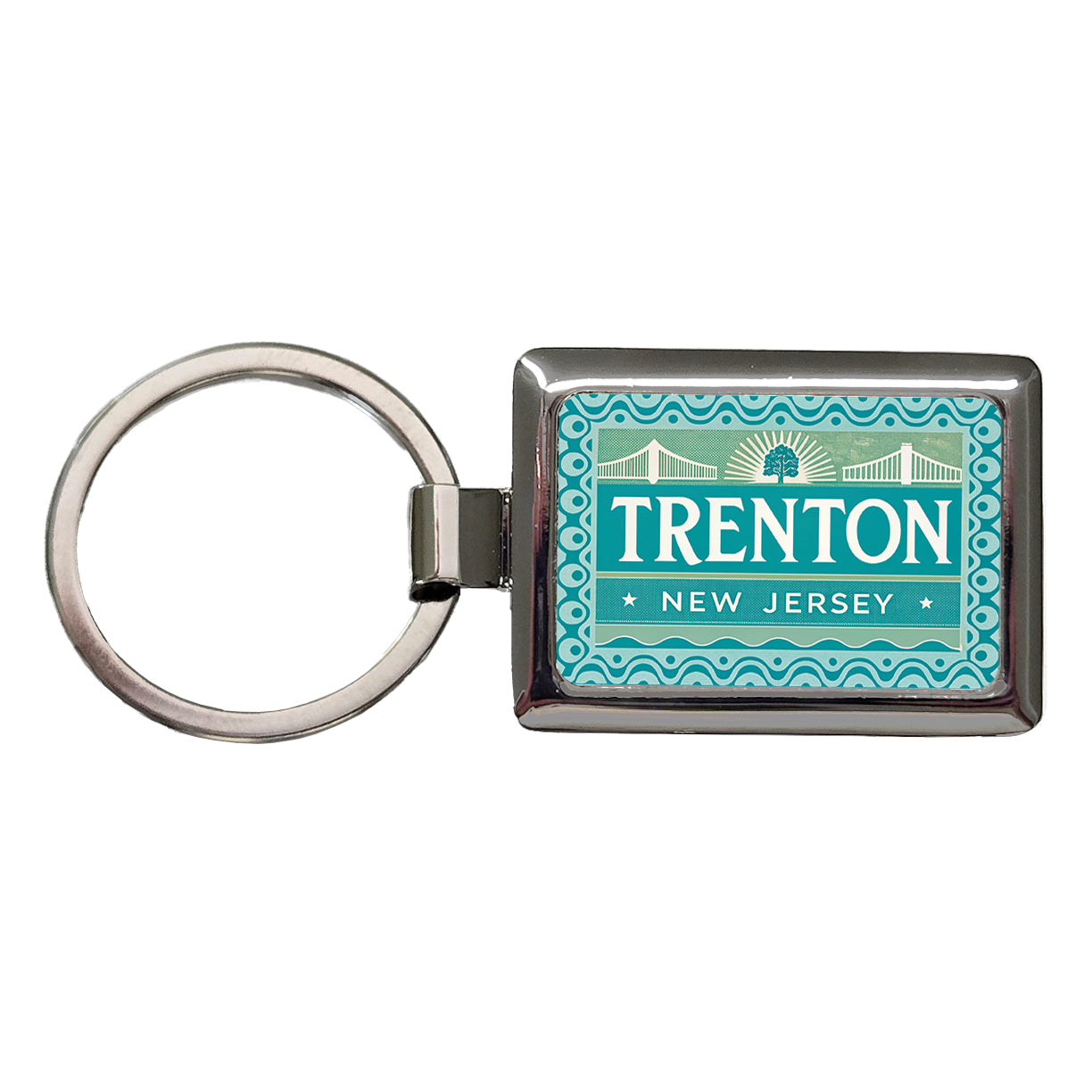 Trenton NJ New Jersey Travel Vacation Stamp Rectangle Metal Keychain